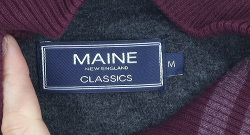 Maine New England Men’s Red Cotton 1/4 Zip High Neck Jumper Size M