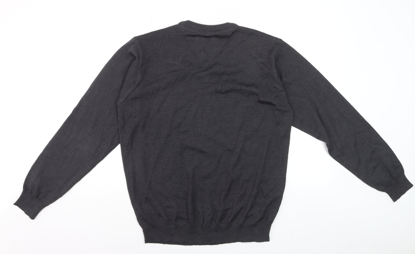 Coney Island Men's Grey Wool Blend V-Neck Jumper Medium