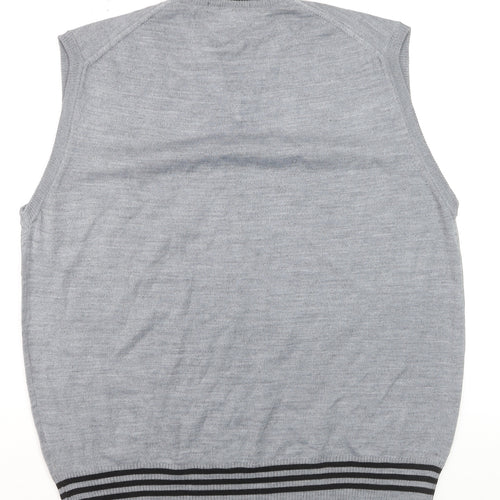 Angelo Milano Men's Grey V-Neck Sleeveless Wool Blend Vest L