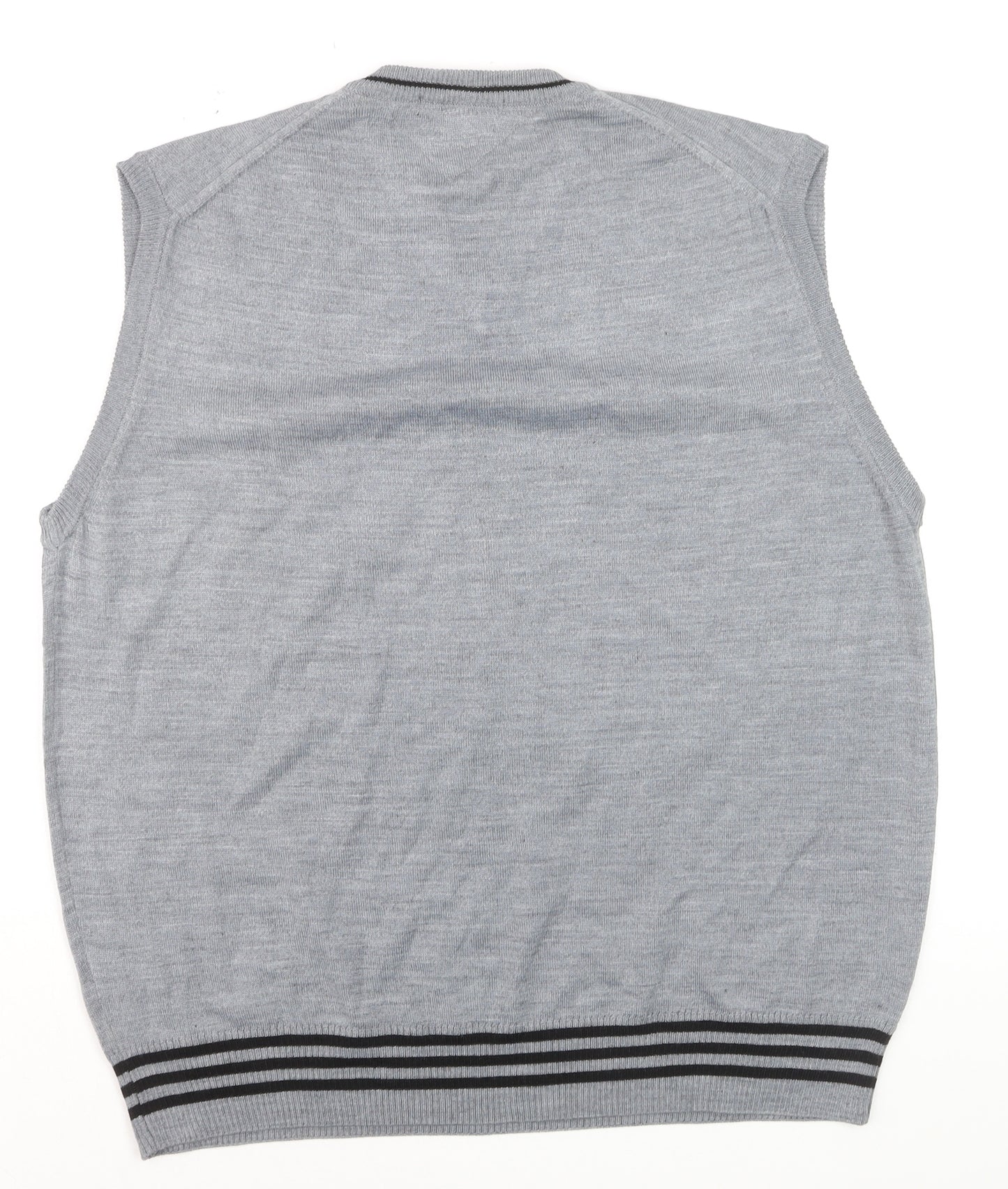 Angelo Milano Men's Grey V-Neck Sleeveless Wool Blend Vest L