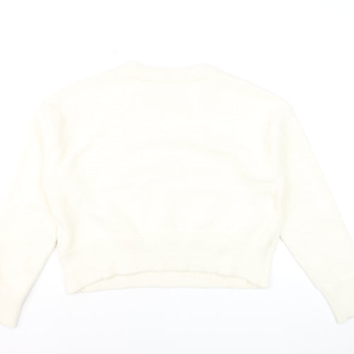 New Look Women Ivory 'C'Est Bon' Crew Neck Pullover Jumper M