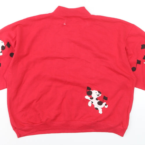 Spumoni Women Red Dalmatian Puppy Music Print Pullover Sweatshirt M