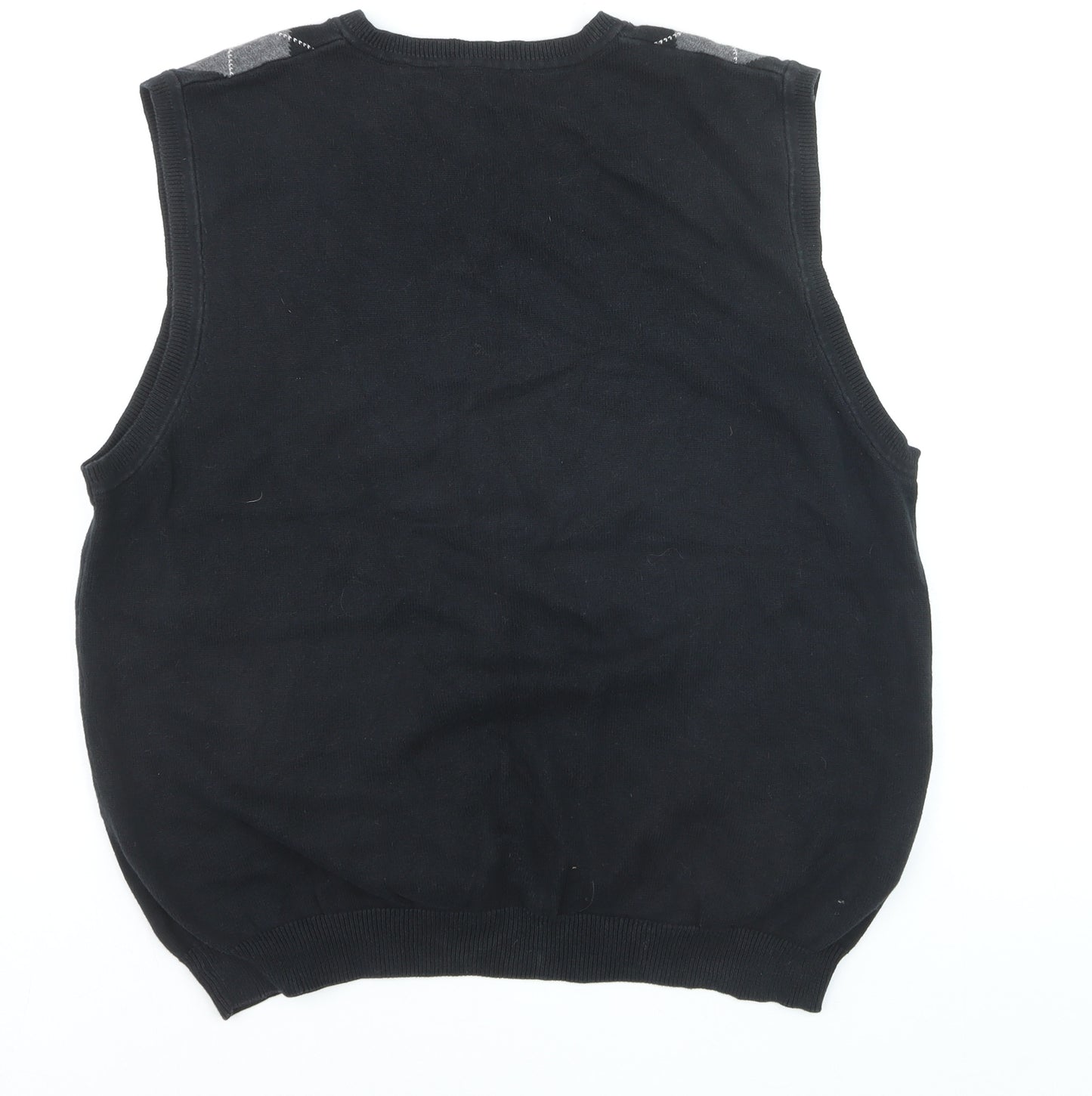 Van Heusen Men’s Black Argyle V-Neck Cotton Vest Jumper L