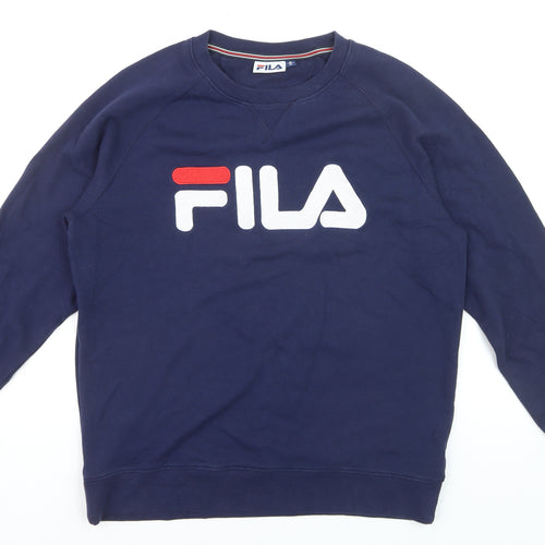FILA Men's Blue Crew Neck Logo Sweatshirt Size M Regular Fit