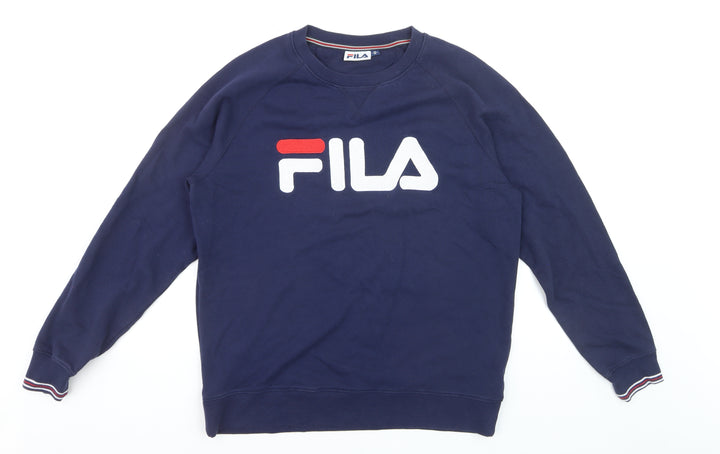 FILA Men's Blue Crew Neck Logo Sweatshirt Size M Regular Fit