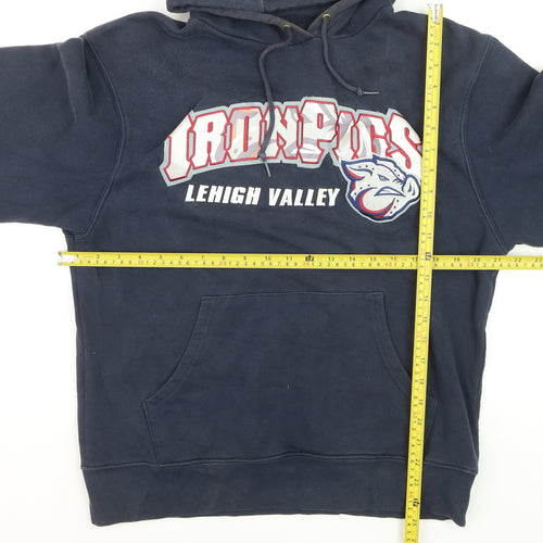 JanSport Men's Blue IronPigs Pullover Hoodie Size M Graphic