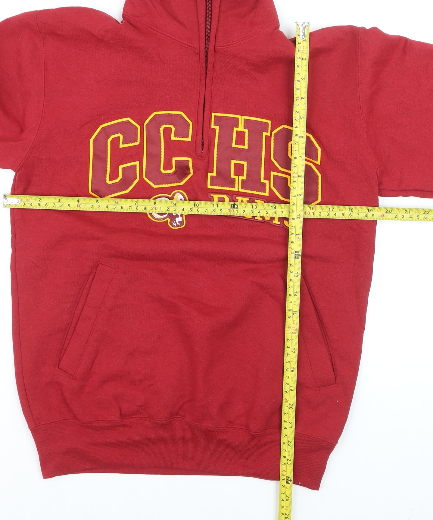 Champion Mens Red Small 1/4 Zip Fleece Sweatshirt CCHS Rams