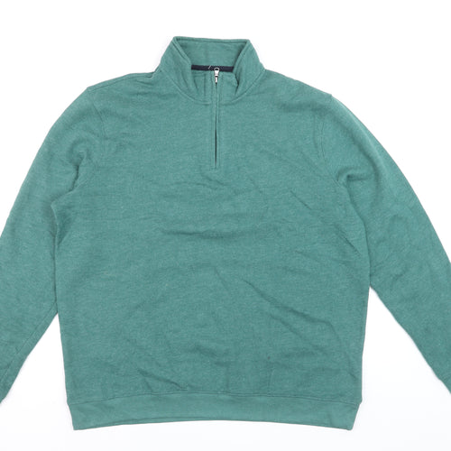 Croft & Barrow Men's Green L 1/4 Zip High Neck Sweatshirt