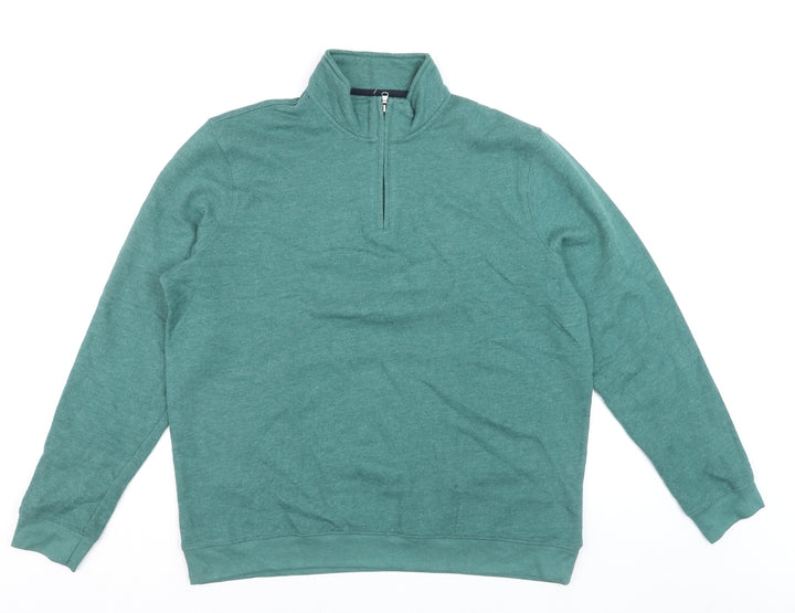 Croft & Barrow Men's Green L 1/4 Zip High Neck Sweatshirt