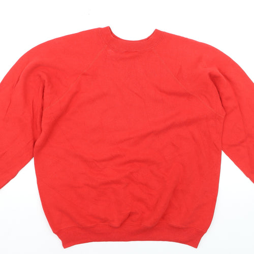 Hanes Women Red Duck Print Pullover Sweatshirt Size L