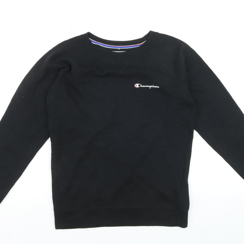Champion Womens Black Small Pullover Sweatshirt Logo Crew Neck