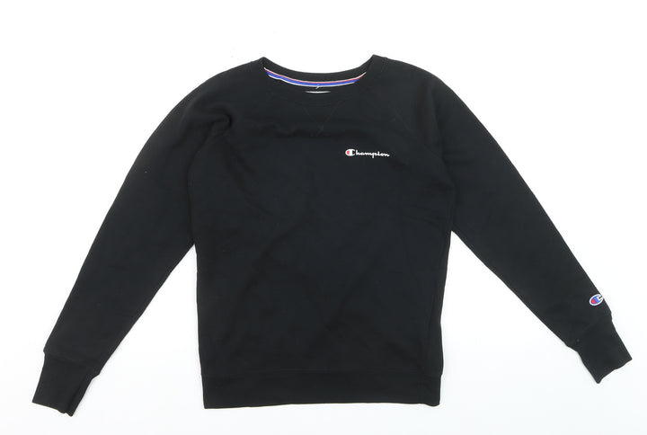 Champion Womens Black Small Pullover Sweatshirt Logo Crew Neck