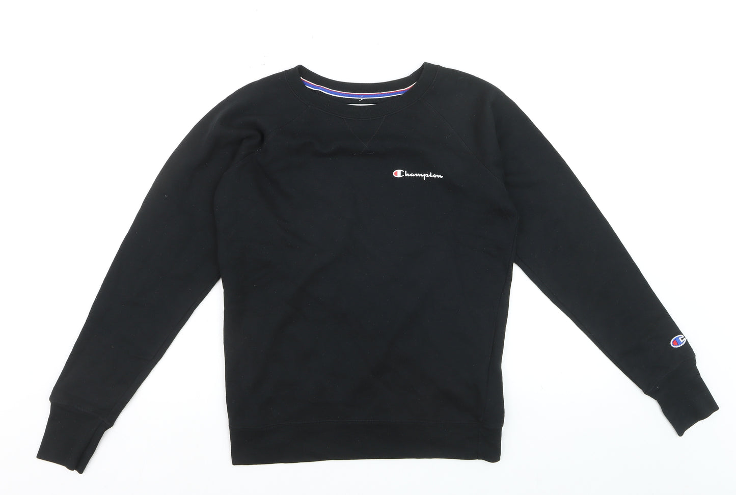 Champion Womens Black Small Pullover Sweatshirt Logo Crew Neck