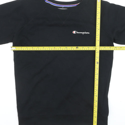 Champion Womens Black Small Pullover Sweatshirt Logo Crew Neck