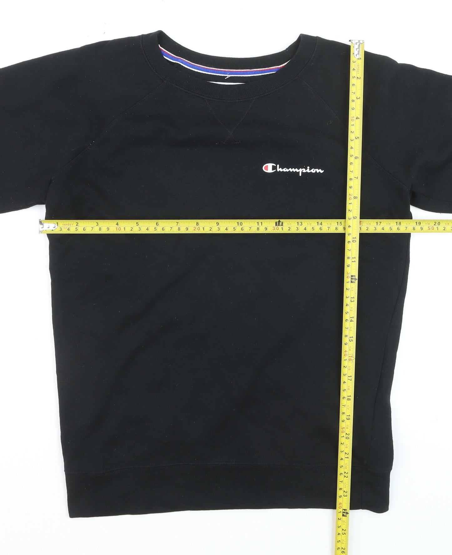 Champion Womens Black Small Pullover Sweatshirt Logo Crew Neck