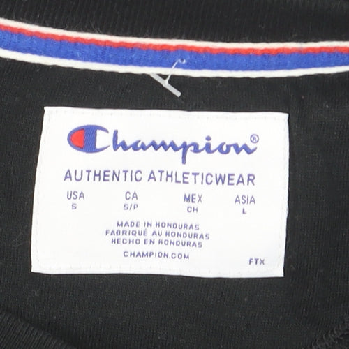 Champion Womens Black Small Pullover Sweatshirt Logo Crew Neck