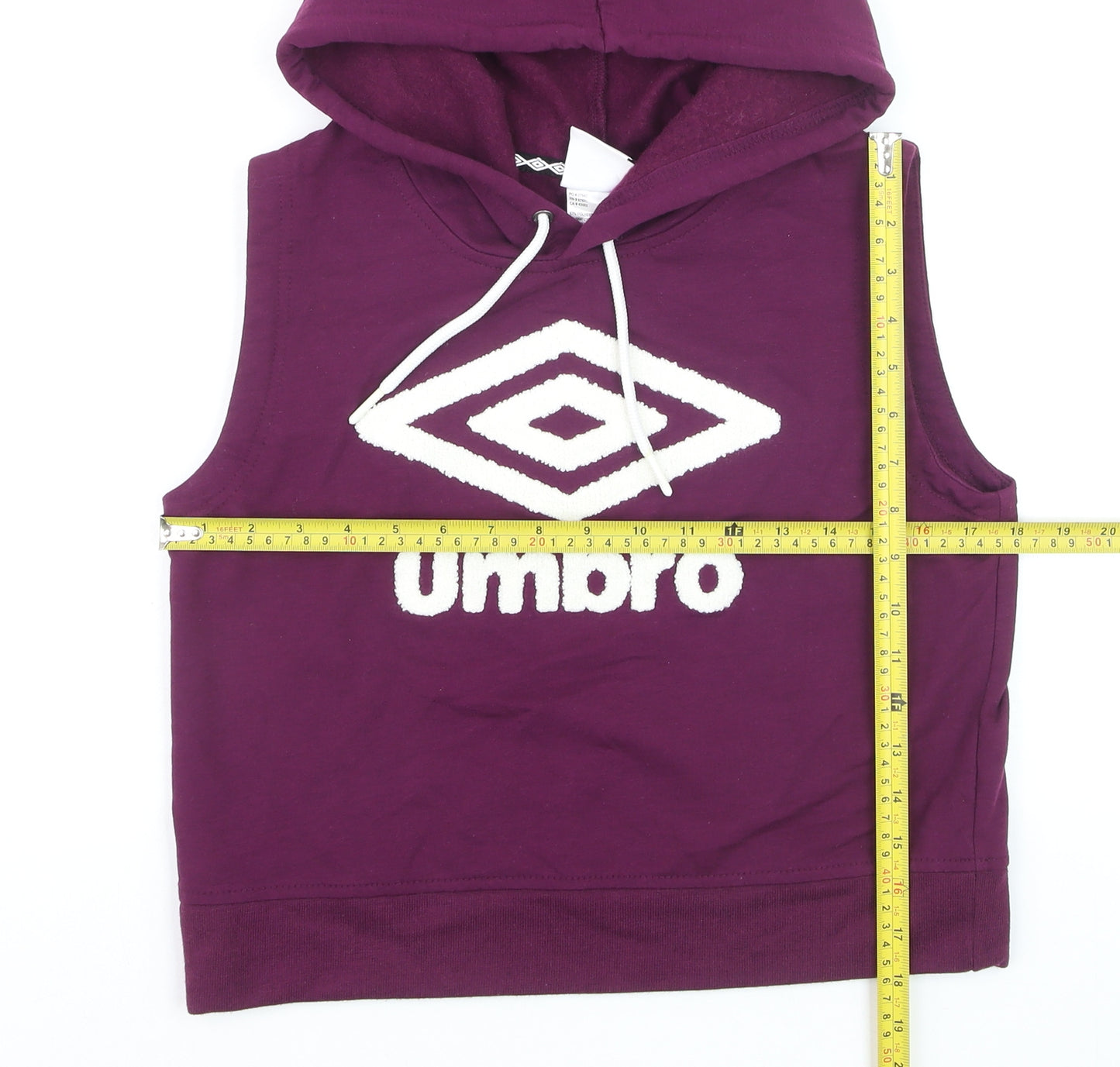 Umbro Mens Purple Sleeveless Hoodie Small Polyester Blend