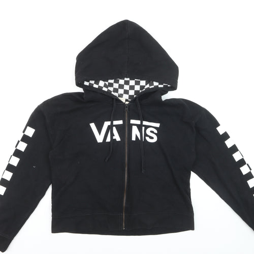 Vans Men's Black Full Zip Hoodie Size L Checkered Hood Skate Style