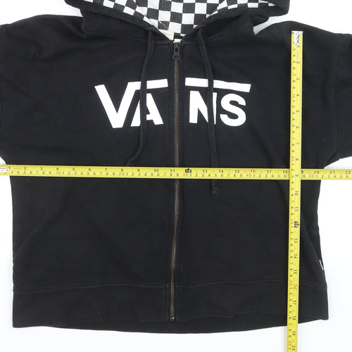 Vans Men's Black Full Zip Hoodie Size L Checkered Hood Skate Style
