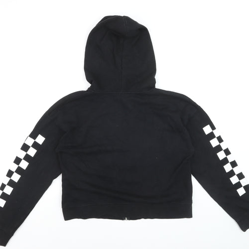 Vans Men's Black Full Zip Hoodie Size L Checkered Hood Skate Style