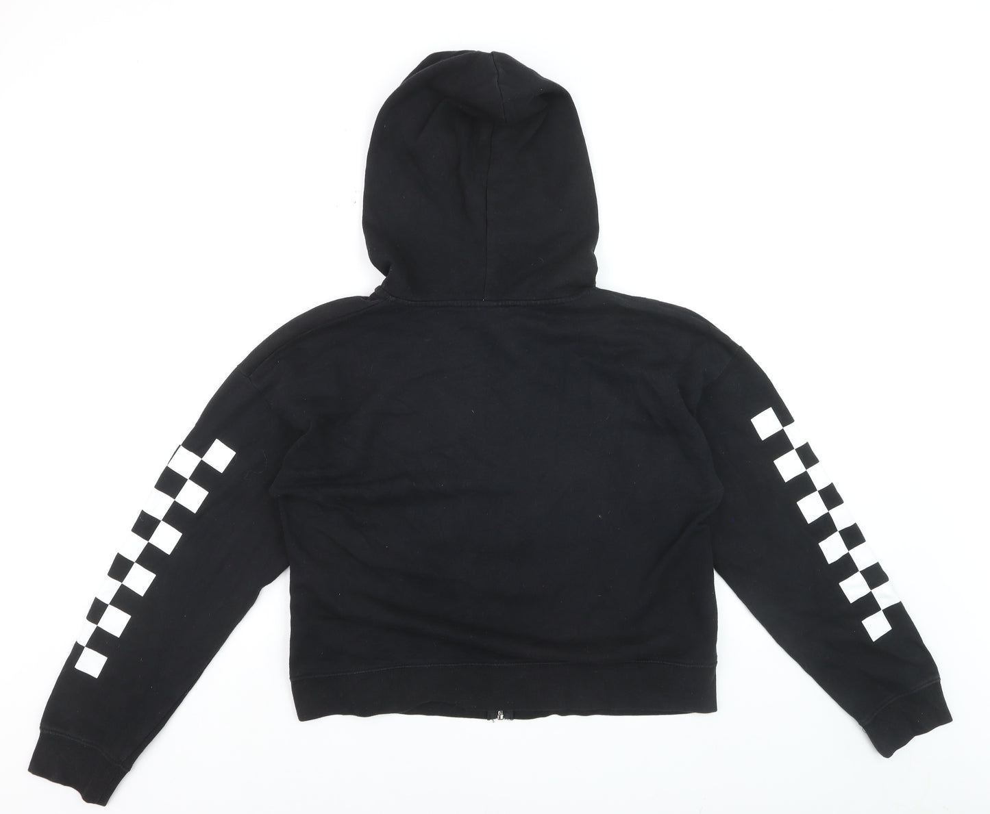 Vans Men's Black Full Zip Hoodie Size L Checkered Hood Skate Style