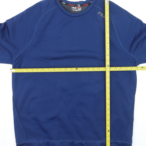 Fila Men Blue Crew Neck Pullover Sweatshirt Size L Sports Style
