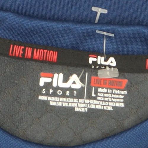 Fila Men Blue Crew Neck Pullover Sweatshirt Size L Sports Style