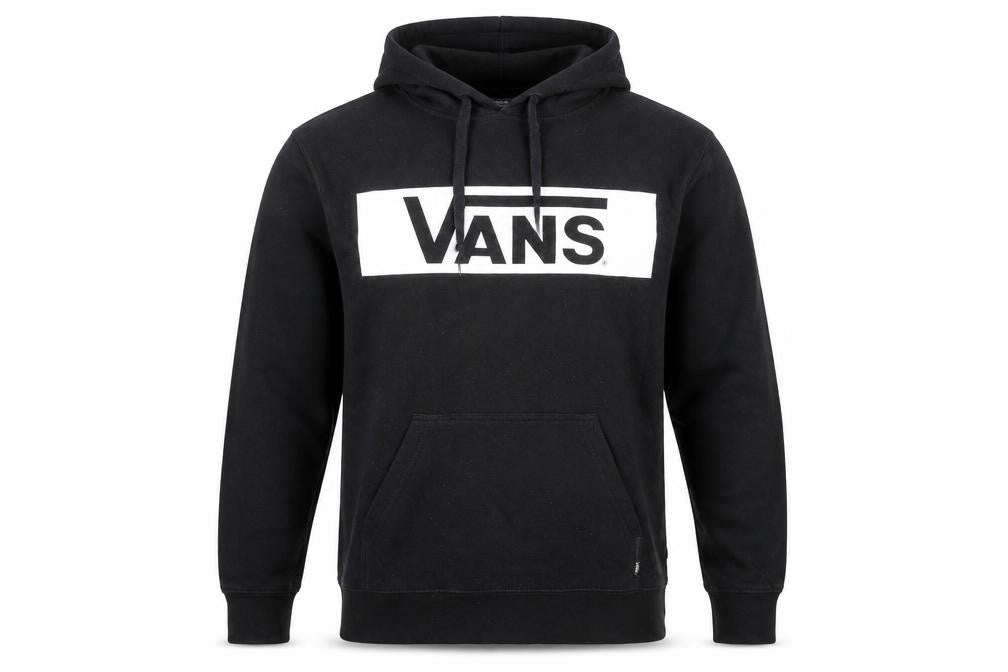 Front view of Vans Men's Black Pullover Hoodie, size S, Logo Fleece Skate Style