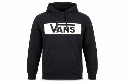 Front view of Vans Men's Black Pullover Hoodie, size S, Logo Fleece Skate Style