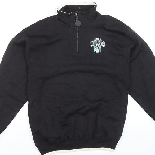 Pro Player Men's Black Spurs 1/4 Zip Sweatshirt M Vintage Sports Style