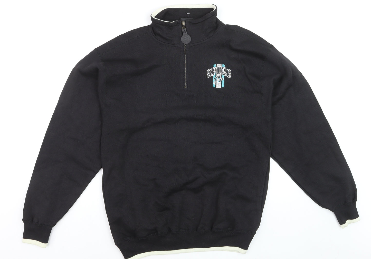 Pro Player Men's Black Spurs 1/4 Zip Sweatshirt M Vintage Sports Style