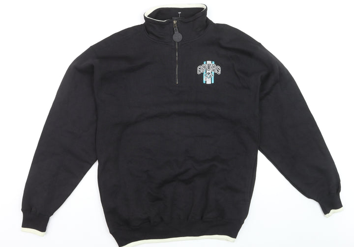 Pro Player Men's Black Spurs 1/4 Zip Sweatshirt M Vintage Sports Style