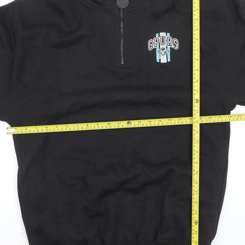 Pro Player Men's Black Spurs 1/4 Zip Sweatshirt M Vintage Sports Style