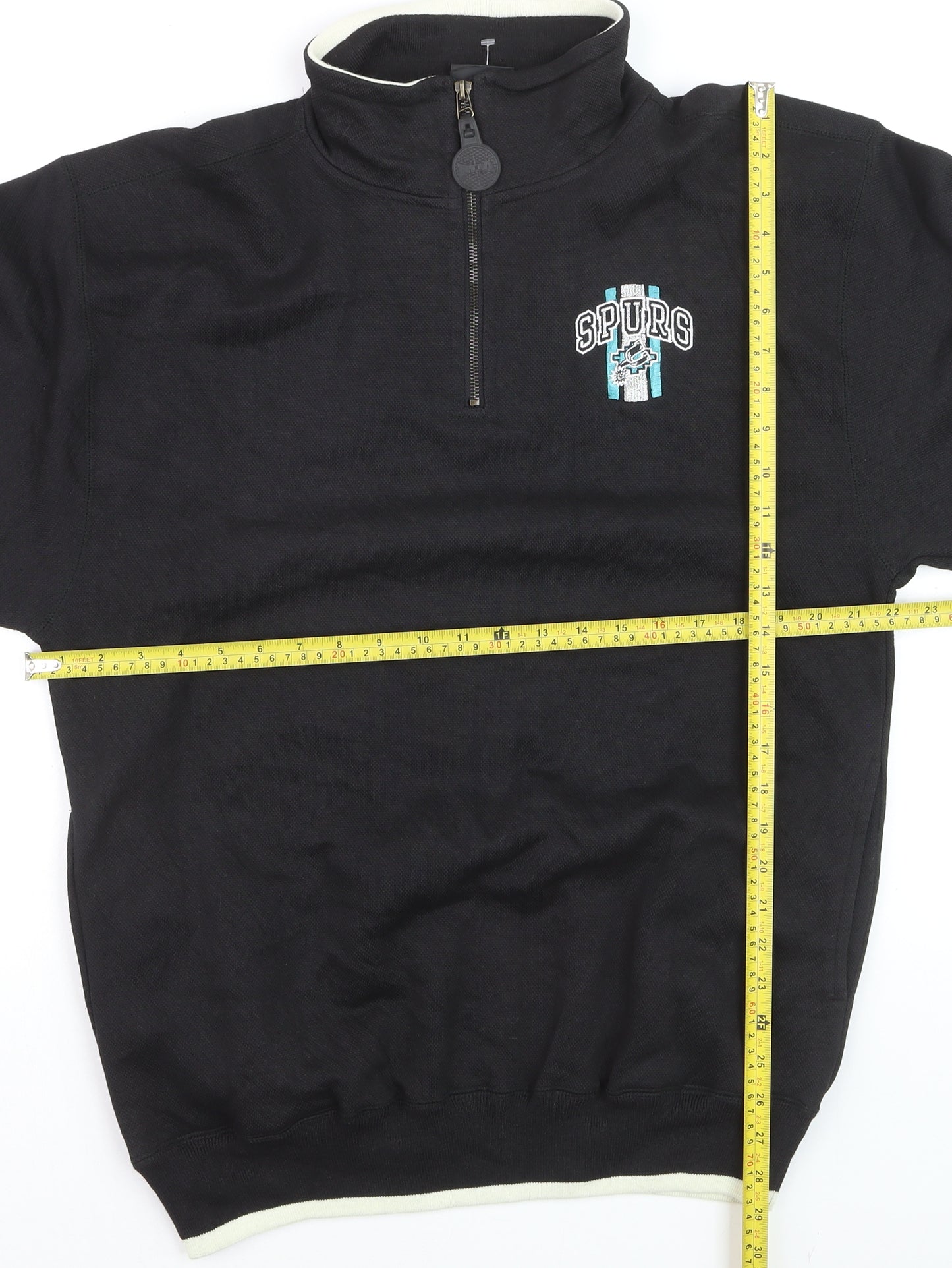 Pro Player Men's Black Spurs 1/4 Zip Sweatshirt M Vintage Sports Style