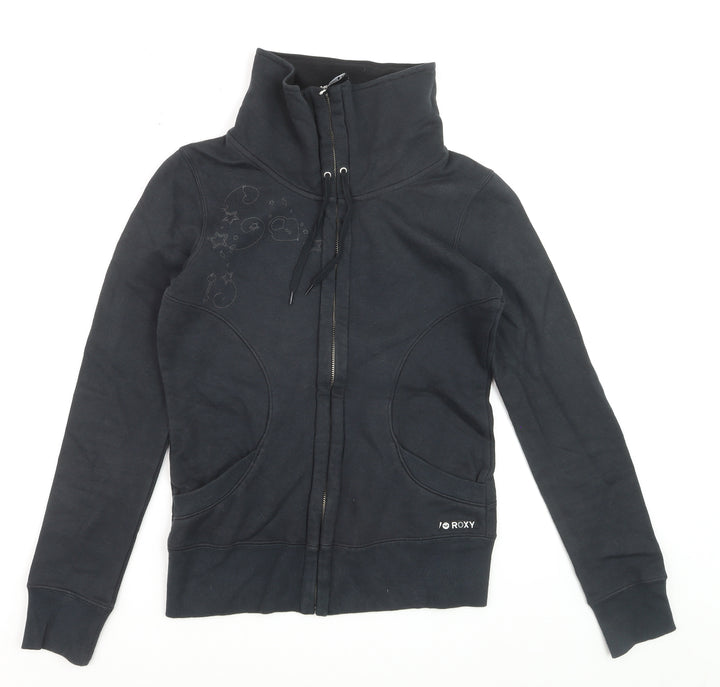 Roxy Womens Black Full Zip Hoodie Sweatshirt Size S Cotton Blend
