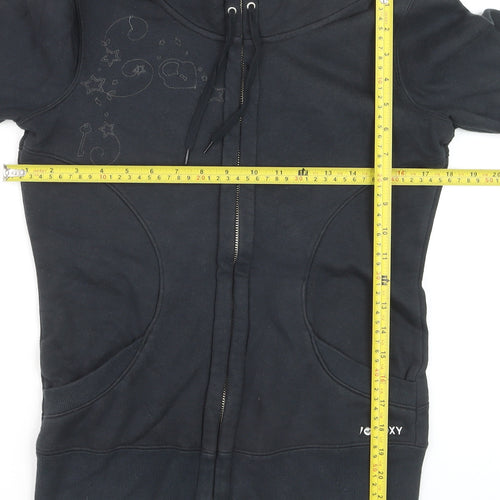 Roxy Womens Black Full Zip Hoodie Sweatshirt Size S Cotton Blend