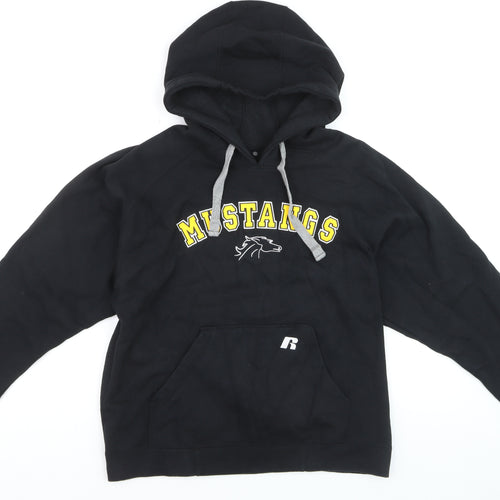 Russell Athletic Men’s Black M Pullover Hoodie Mustangs Sports Logo
