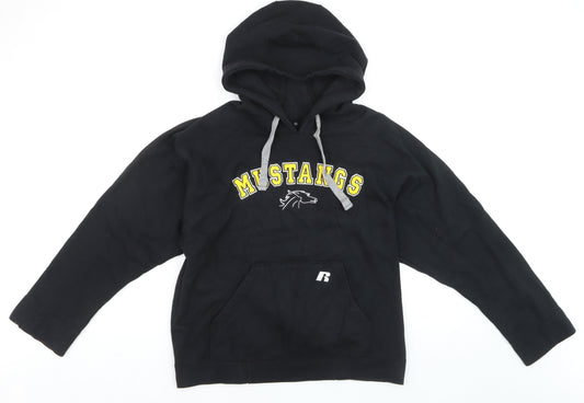 Russell Athletic Men’s Black M Pullover Hoodie Mustangs Sports Logo