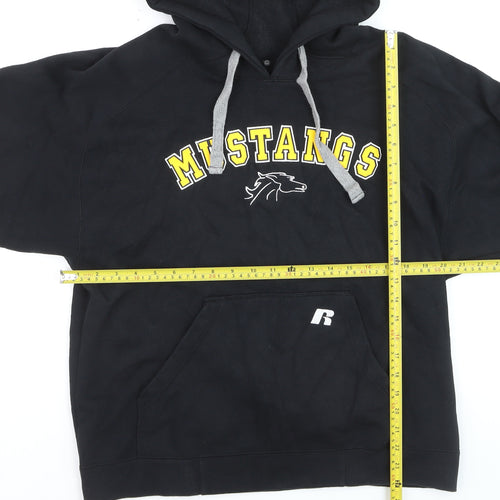 Russell Athletic Men’s Black M Pullover Hoodie Mustangs Sports Logo