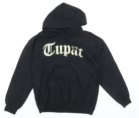 2Pac Men's Black Pullover Hoodie Medium Graphic Fleece Streetwear