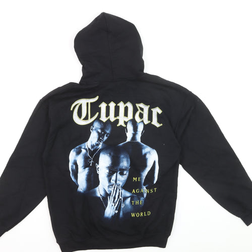 2Pac Men's Black Pullover Hoodie Medium Graphic Fleece Streetwear