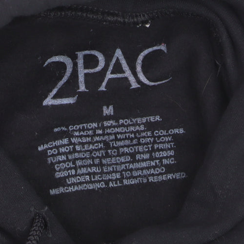 2Pac Men's Black Pullover Hoodie Medium Graphic Fleece Streetwear