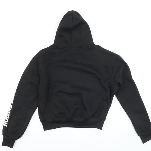 MTV Black Hoodie Women Medium Pullover Logo Graphic Print Sweatshirt