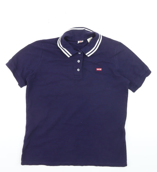 Levi's Boys Navy Blue Polo Shirt XS Short Sleeve Cotton Classic Fit