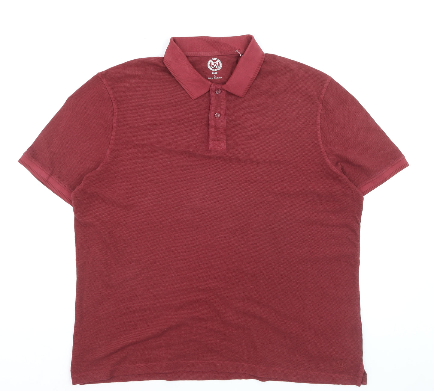 Marks and Spencer Men's Red Cotton Polo Shirt XL Regular Fit