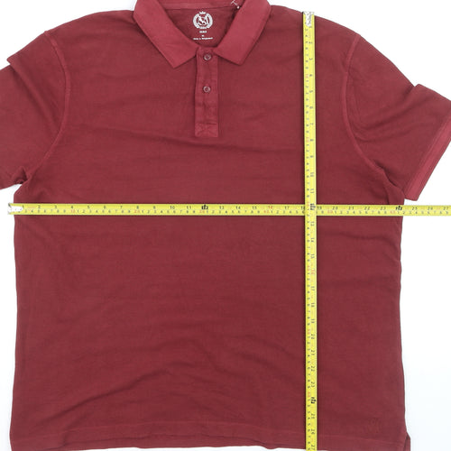 Marks and Spencer Men's Red Cotton Polo Shirt XL Regular Fit