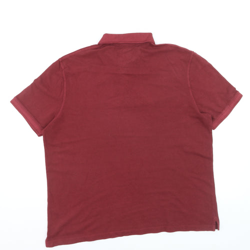 Marks and Spencer Men's Red Cotton Polo Shirt XL Regular Fit