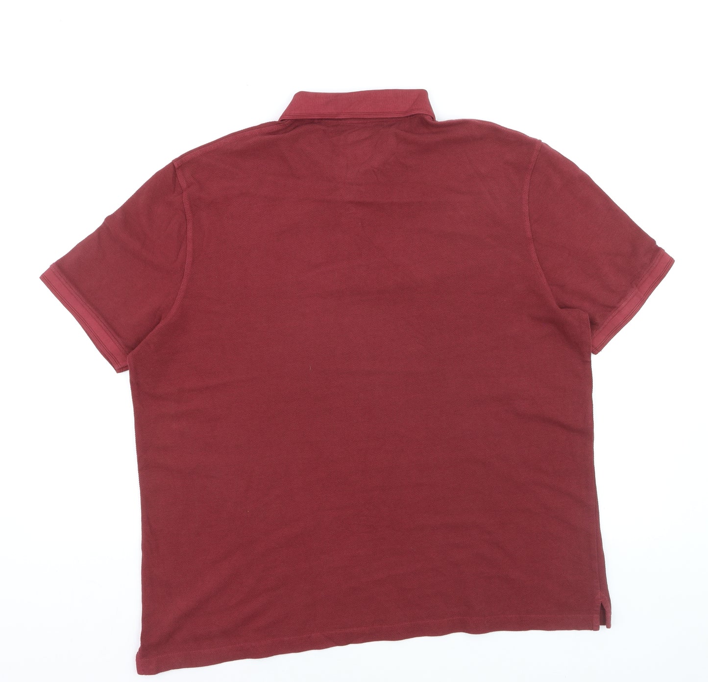 Marks and Spencer Men's Red Cotton Polo Shirt XL Regular Fit
