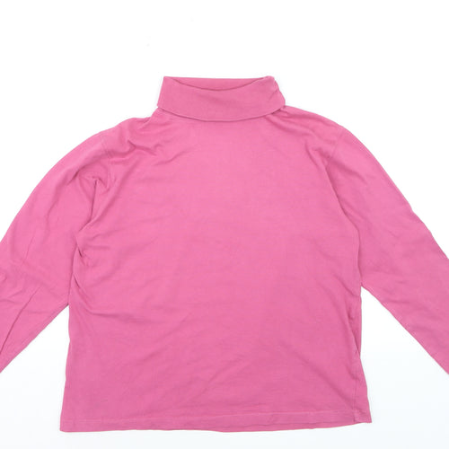 Jumper Womens Pink Roll Neck Cotton Pullover M Long Sleeve Top