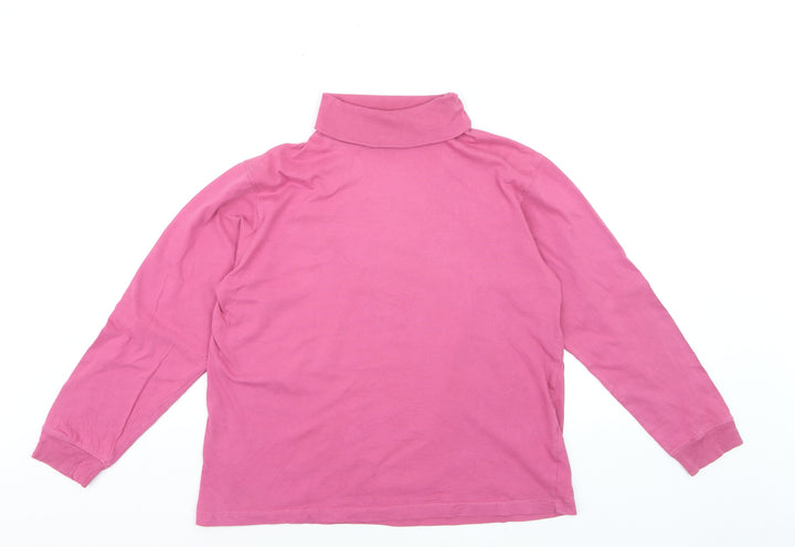 Jumper Womens Pink Roll Neck Cotton Pullover M Long Sleeve Top